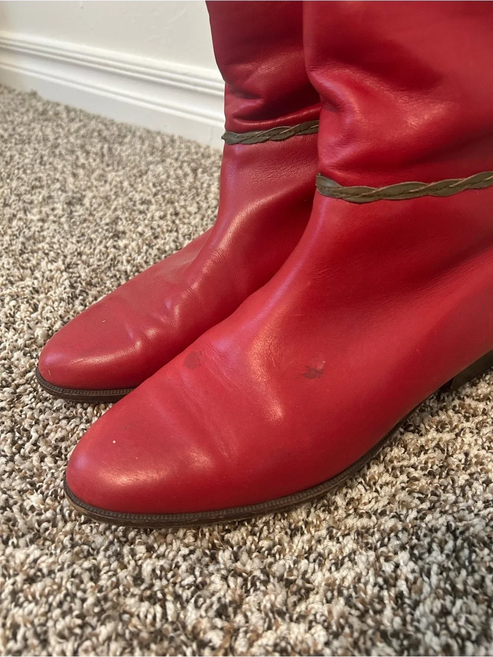 Vintage Hans Behr Red Leather Knee-High Boots | Made in Italy | EU 41
